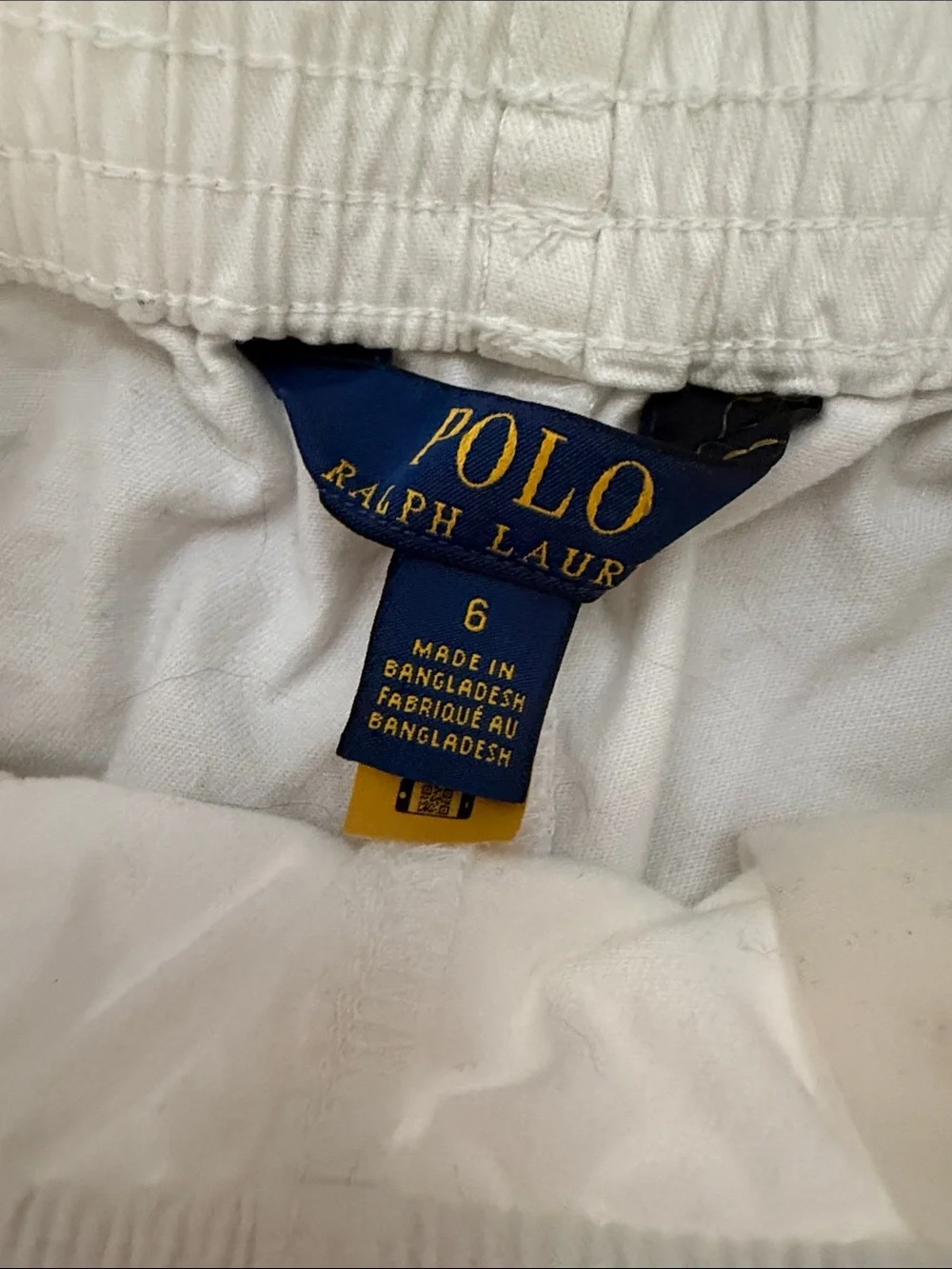 Ralph Lauren White Elastic-Waist Cotton kids  Athletic Shorts
